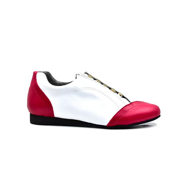 Zapato de becerro rojo y blanco